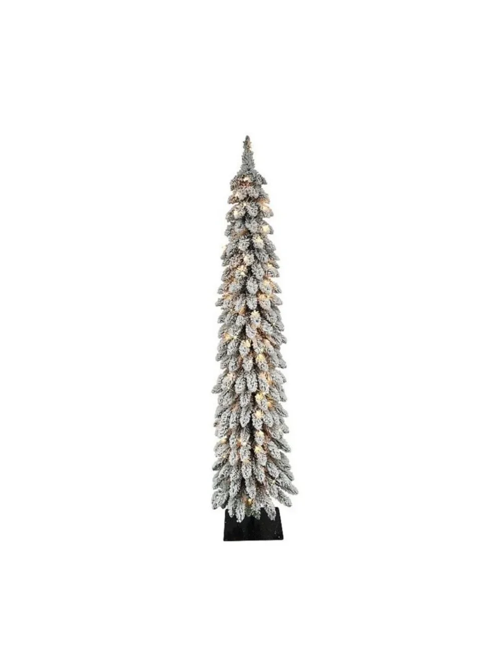 6ft Pre-lit Flocked Alpine Pencil Christmas Tree With 100 Clear Lights